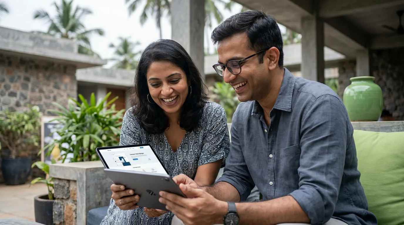 Illustrative planning conversation between an Indian business owner and website specialist